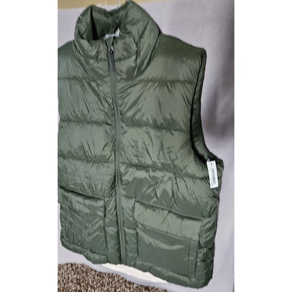 Womens Puffer Vest Green Large Amazon Essentials  Zip-Up, Water Resistant - Picture 2 of 8